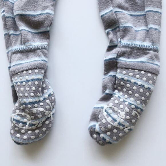 Kickee Pants Boy Parisian Stripe Zip Footie - Picture 6 of 7